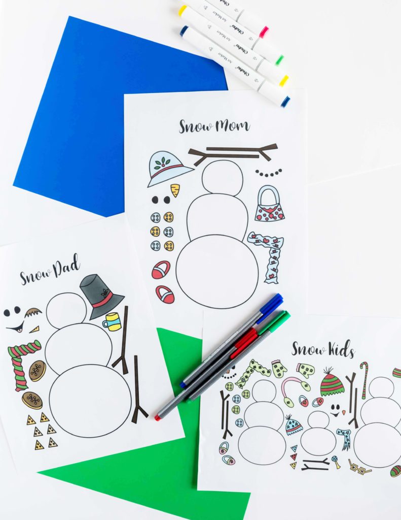materials needed for build a  snowman craft for kids