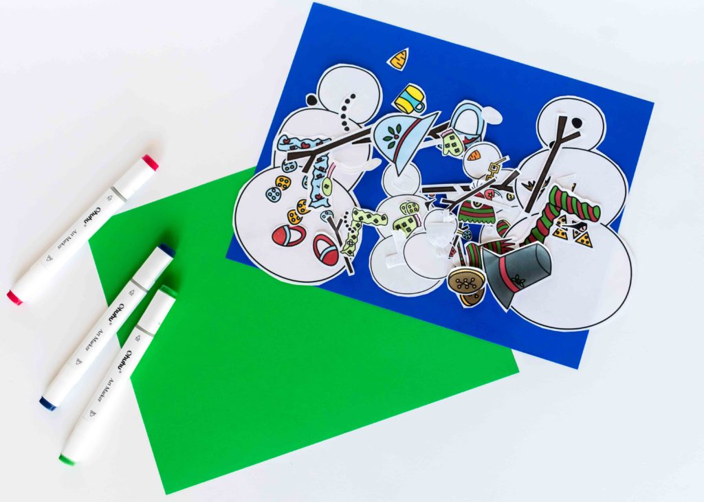 build a snowman craft printed and cut template
