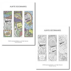 Show your auntie how much you love her with these beautiful and creative bookmarks. You can color them too!