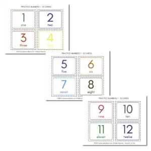 Print, Cut and put together these flash cards for practicing numbers 1 to 12. Read the tutorial to learn how to laminate them!