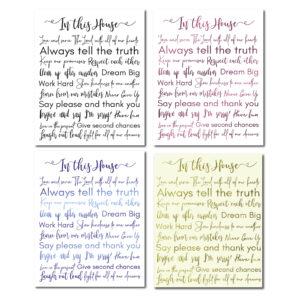 Want to remember your family about rules? This is a beautiful and very meaningful way to do it! Choose from 4 options and display it anywhere in your home :)