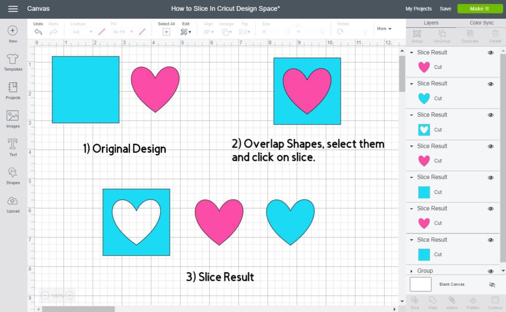 Slice process in Cricut Design Space