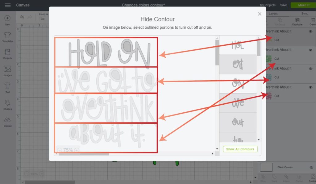 Graphic explaining what line goes with different layer colors.