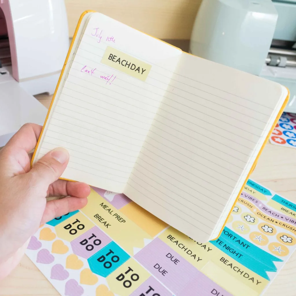 Sticker on a journal