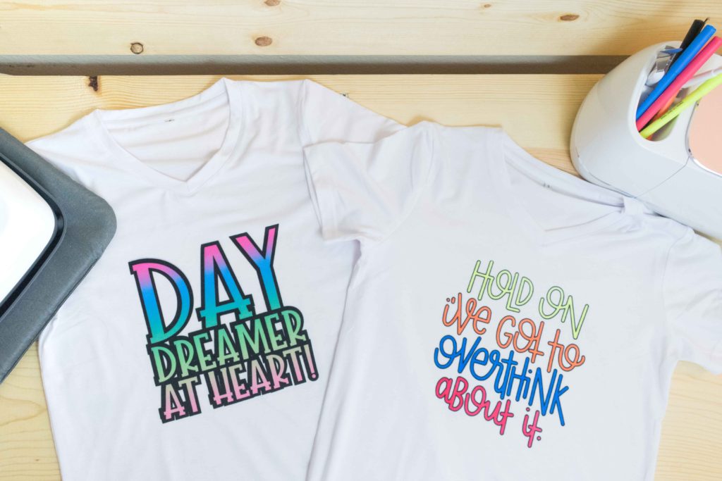 T-Shirts made with Cricut Infusible Ink Transfer Sheets and Cricut Infusible Ink Pens 