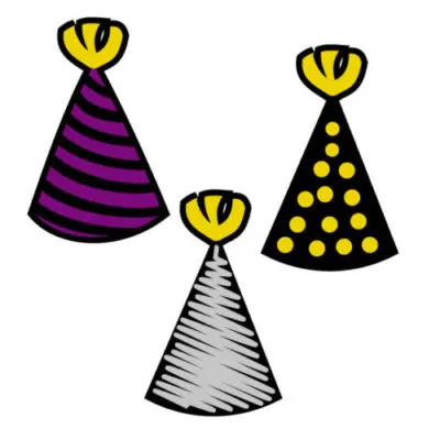 Birthday hats in different colors Free SVG Template for photo booth props