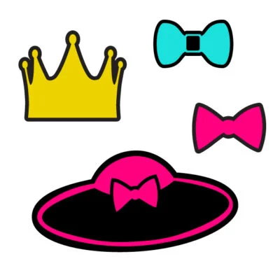 Crown, lady hat, bows Free SVG Template for photo booth props