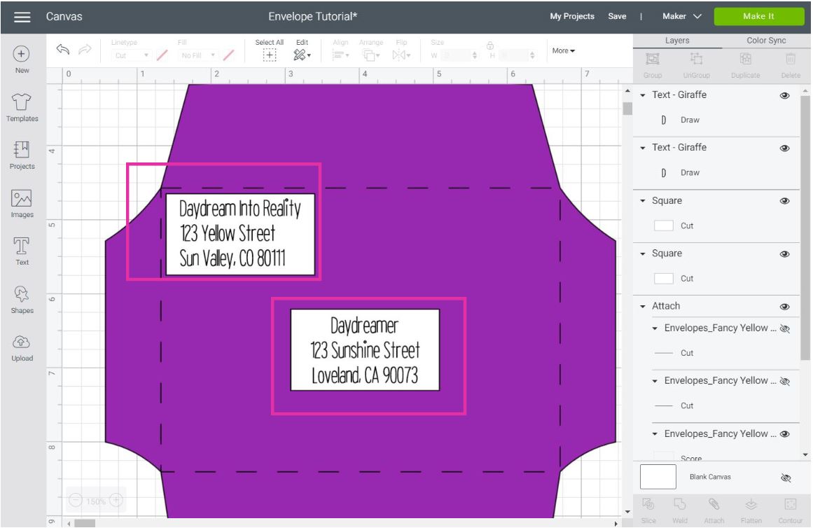 making address labels in Cricut Design Space