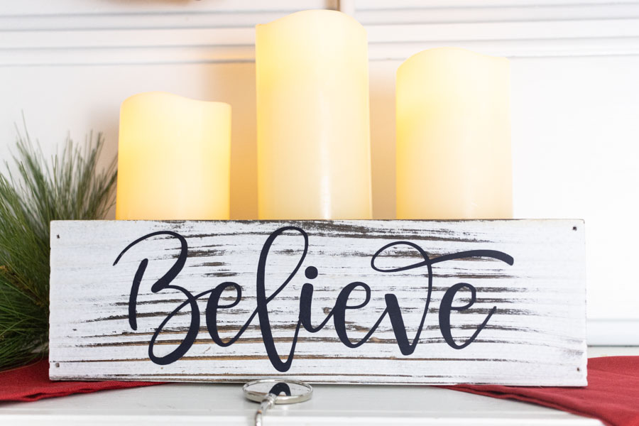 Believe wooden box for Christmas