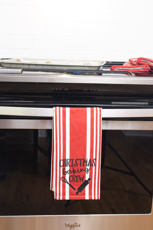 Christmas Baking Crew Kitchen towel made with Cricut