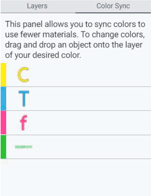color sync panel in cricut design space