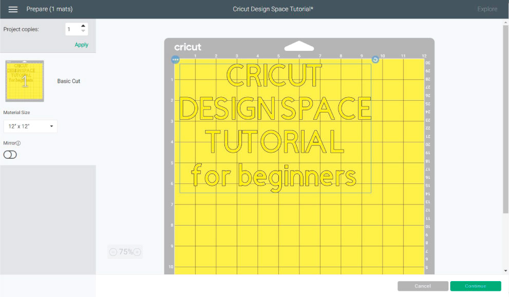 "MAKE IT" Mat preview in Cricut Design Space.