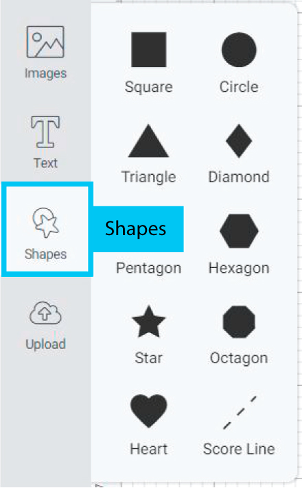 Shapes options in Cricut Design Space