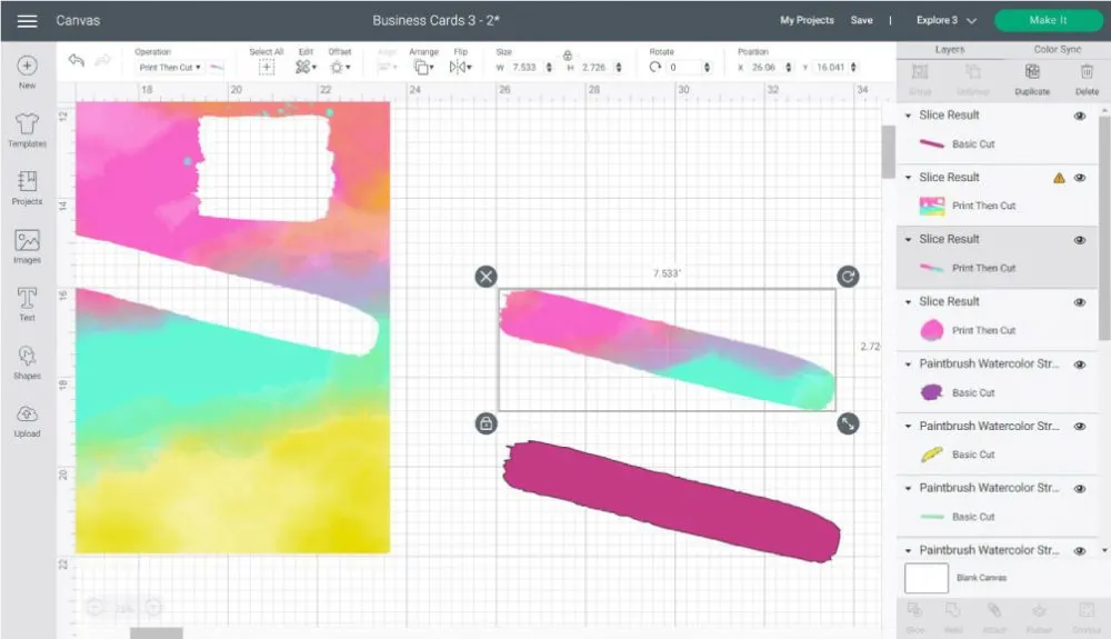 slice result in cricut design space