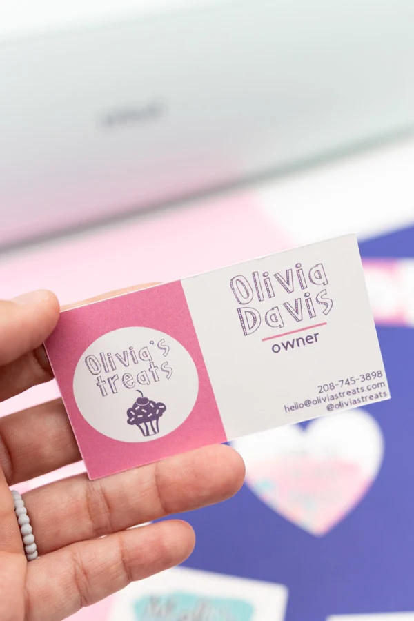 business card made with cricut machine