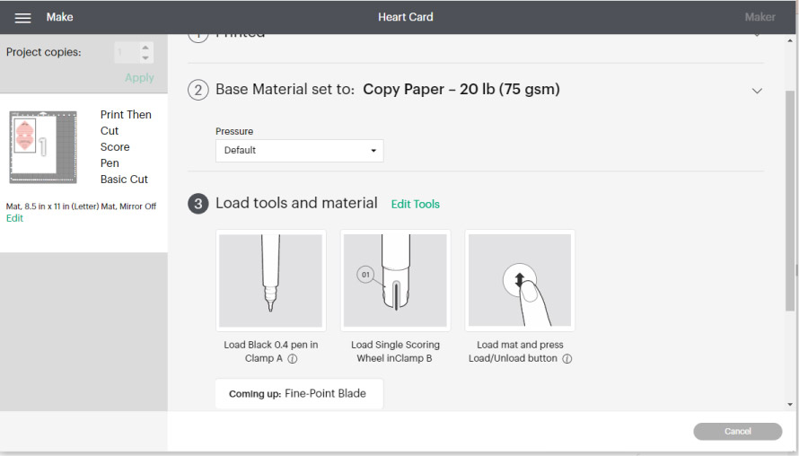 Screenshot of setting the materials