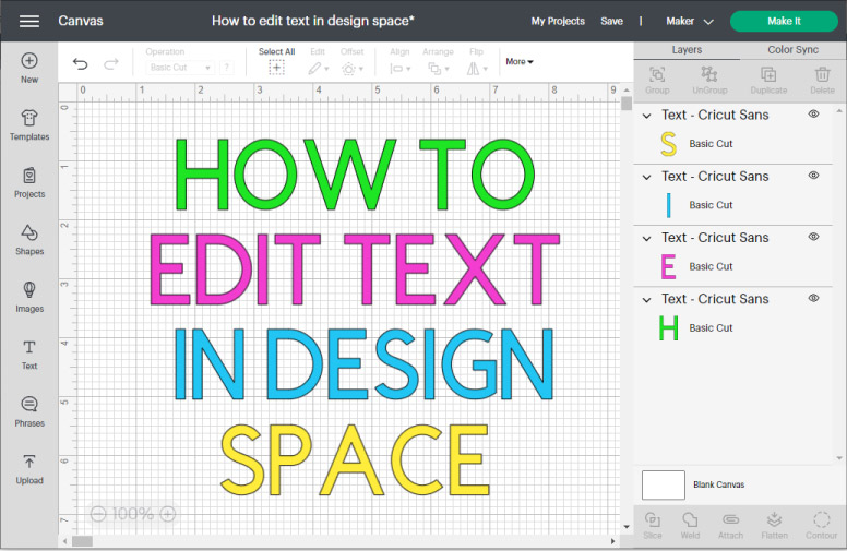 how to edit text in cricut design space