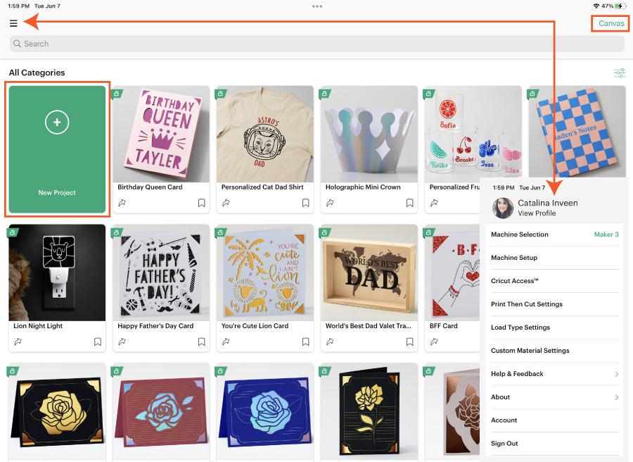 When you open the Cricut Design Space App