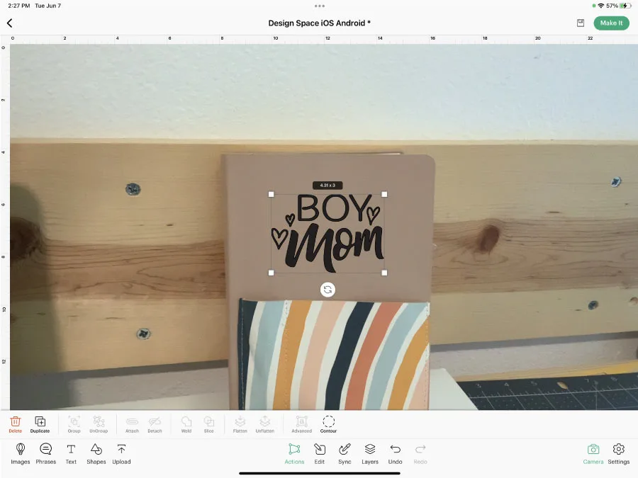 using camera setting on cricut app