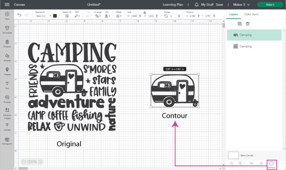 contouring in cricut design space