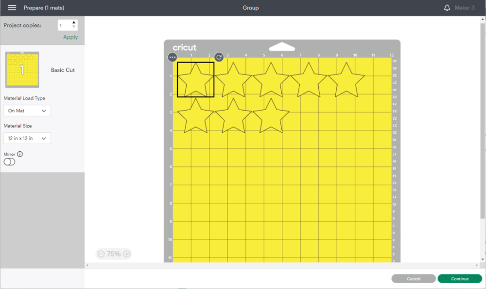 mat preview when using the group tool.