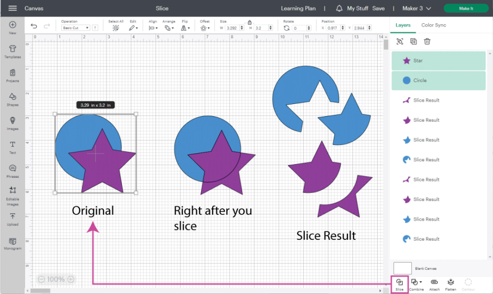 slice in cricut design space