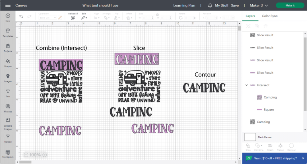 using different tools in design space to accomplish the same result.