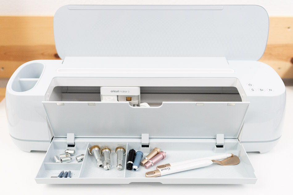 cricut maker 3 with tool inside compartments
