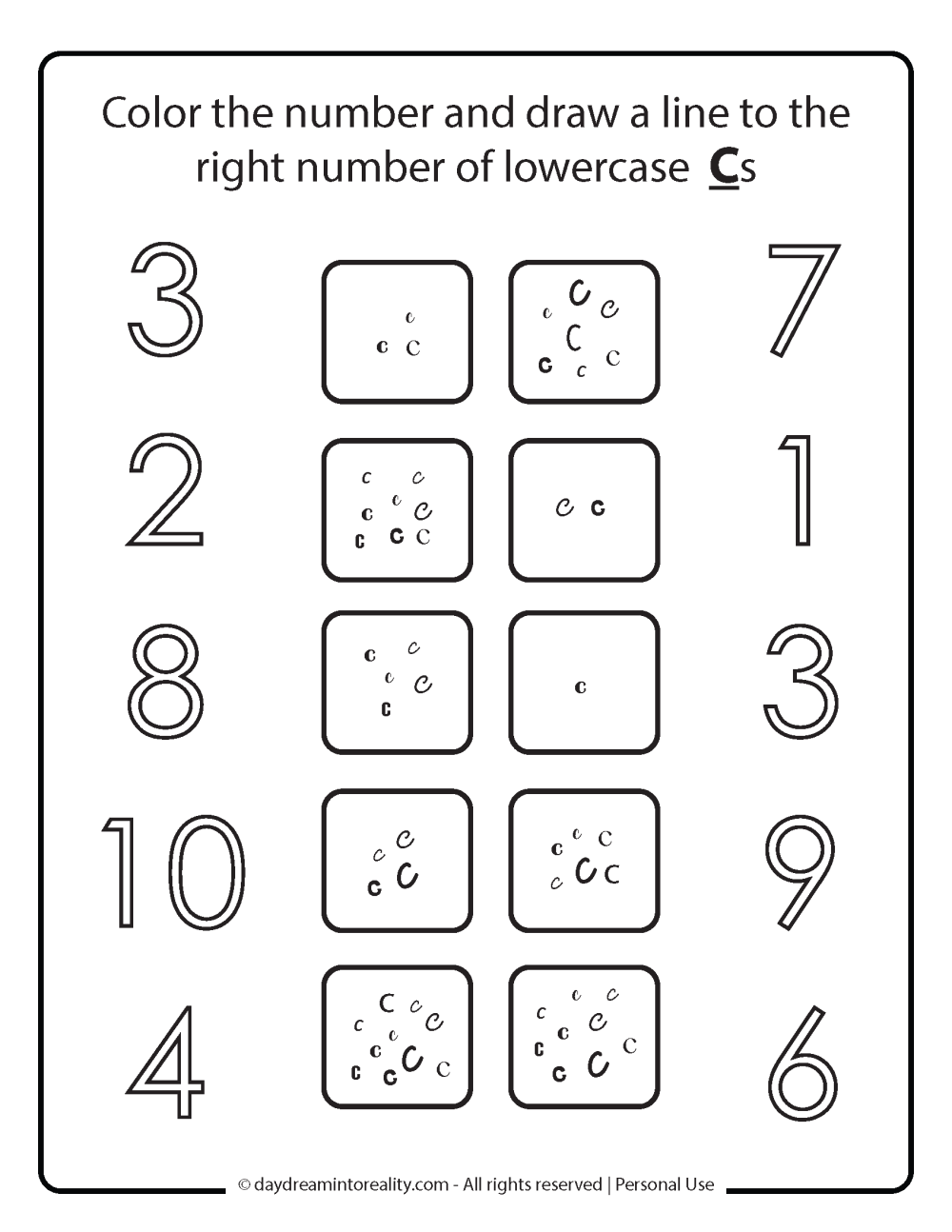 Letter C - and number recognition. 