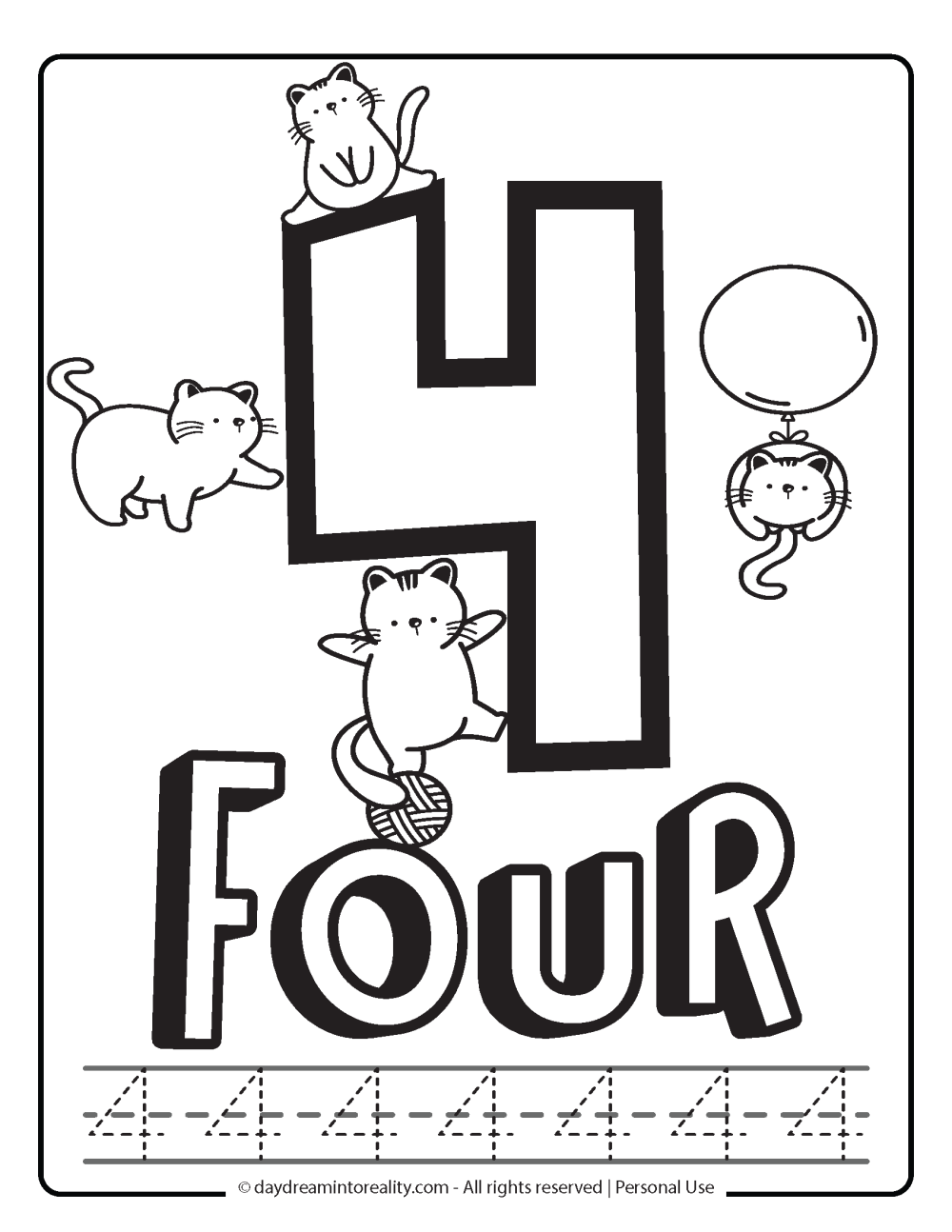 coloring page number 4 free printable with tracing.