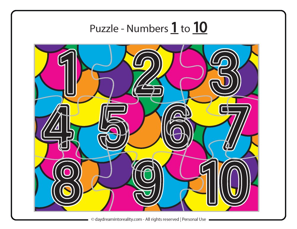 puzzle numbers 1 - 10 free printable
