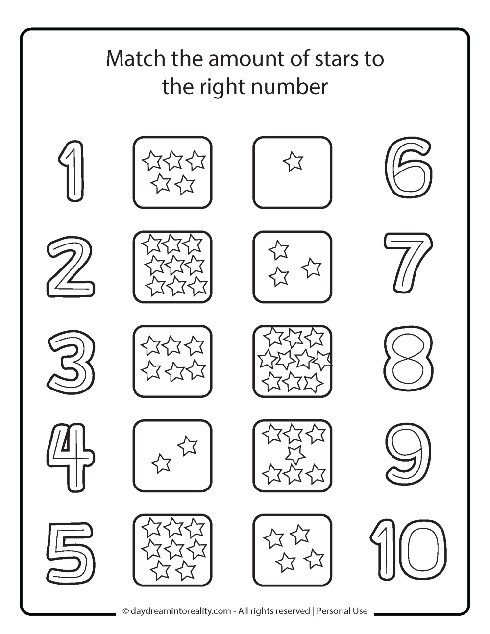 match number with the right amount of objects worksheet free printable