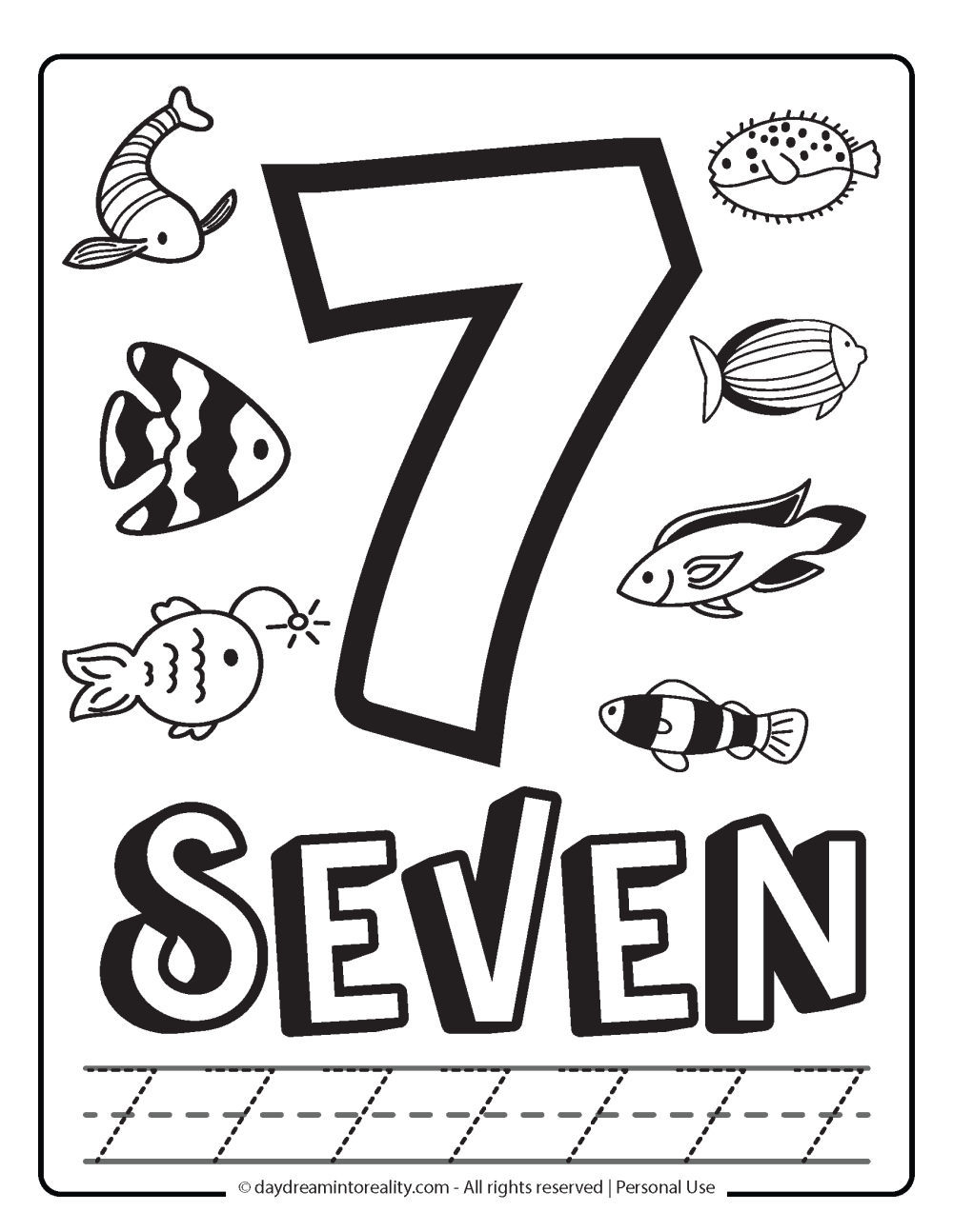 coloring page number 7 free printable with tracing.