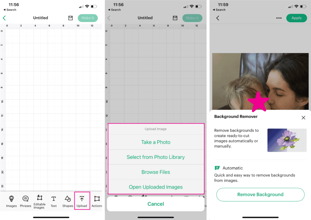 upload images to cricut design space from your phone