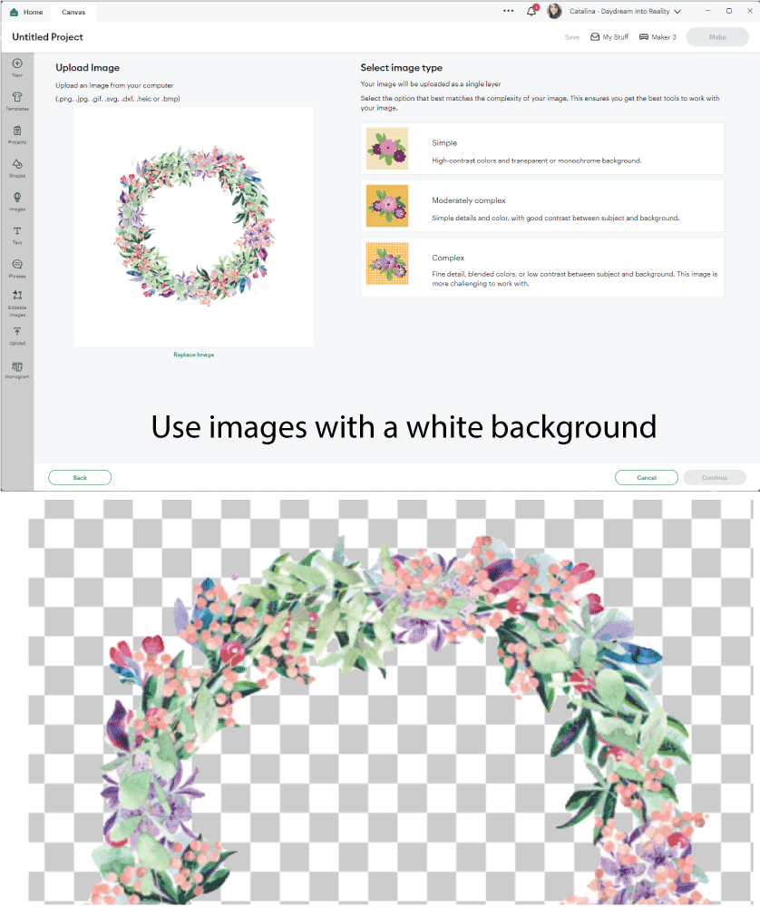 images that are suitable to upload in design space.