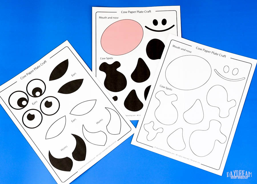 cow paper plate craft template 