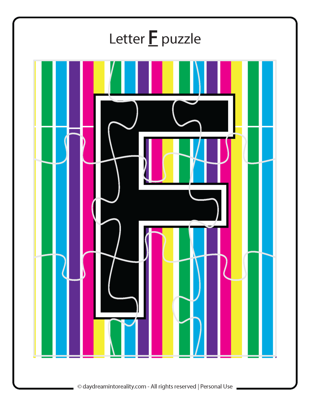 Uppercase Letter F puzzle Free Printable