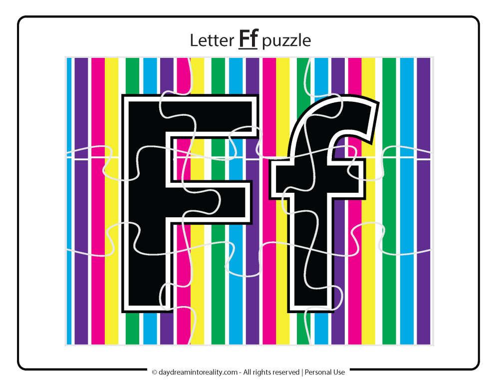 Letter F puzzle (uppercase and lowercase) Free Printable